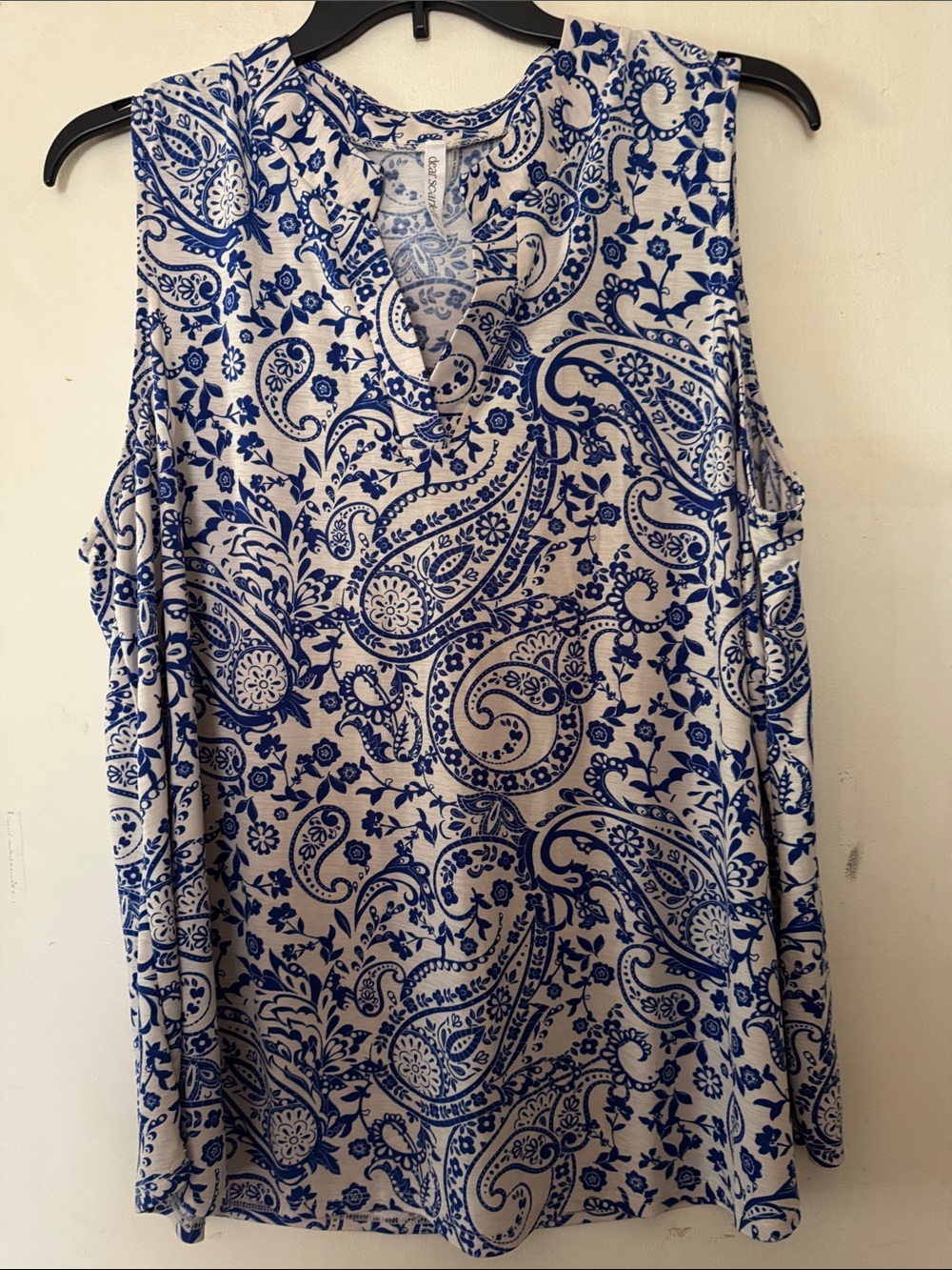 Scarlett Blue Paisley Sleeveless V-Neck Tank Top